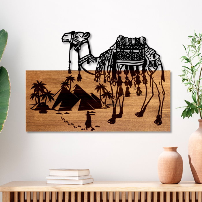 Wallity Yok Deve Escultura de Pared en Nogal y Negro